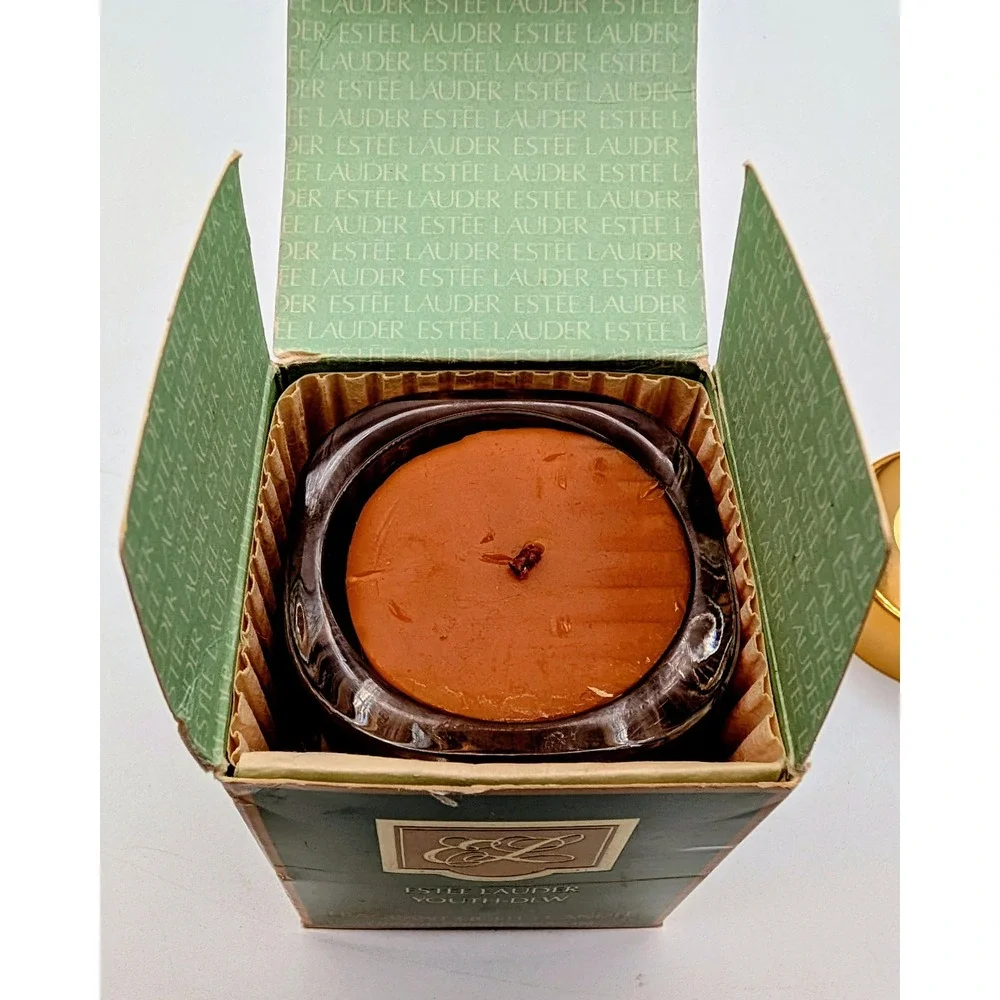 Vintage Estee Lauder Youth-Dew Fragrant Lights Candle in Glass Jar with Box